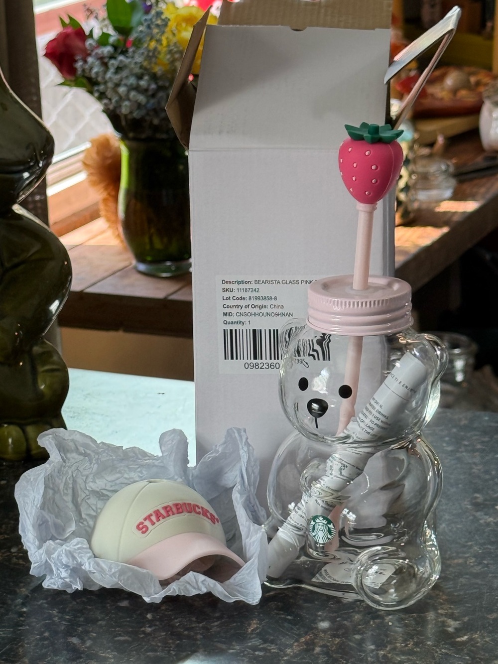 2026 Starbucks Strawberry Bearista Cup With Custom Car Cupholder